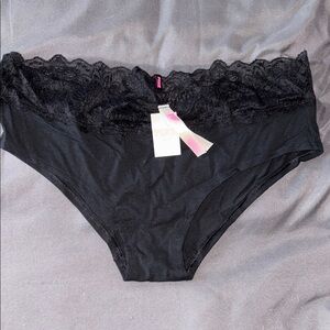 PINK Victoria's Secret Black Lace Trim Panties